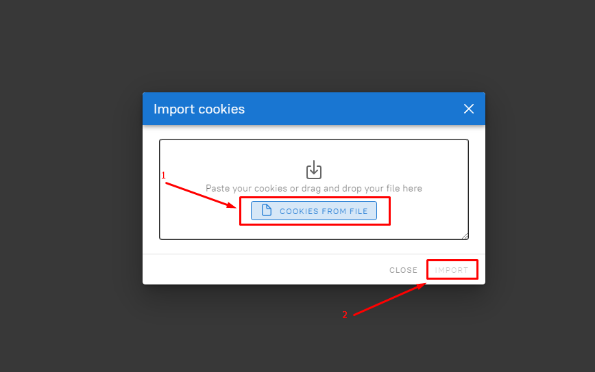Import cookies button