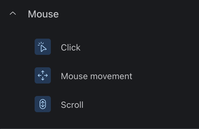 mouse block in the script builder 